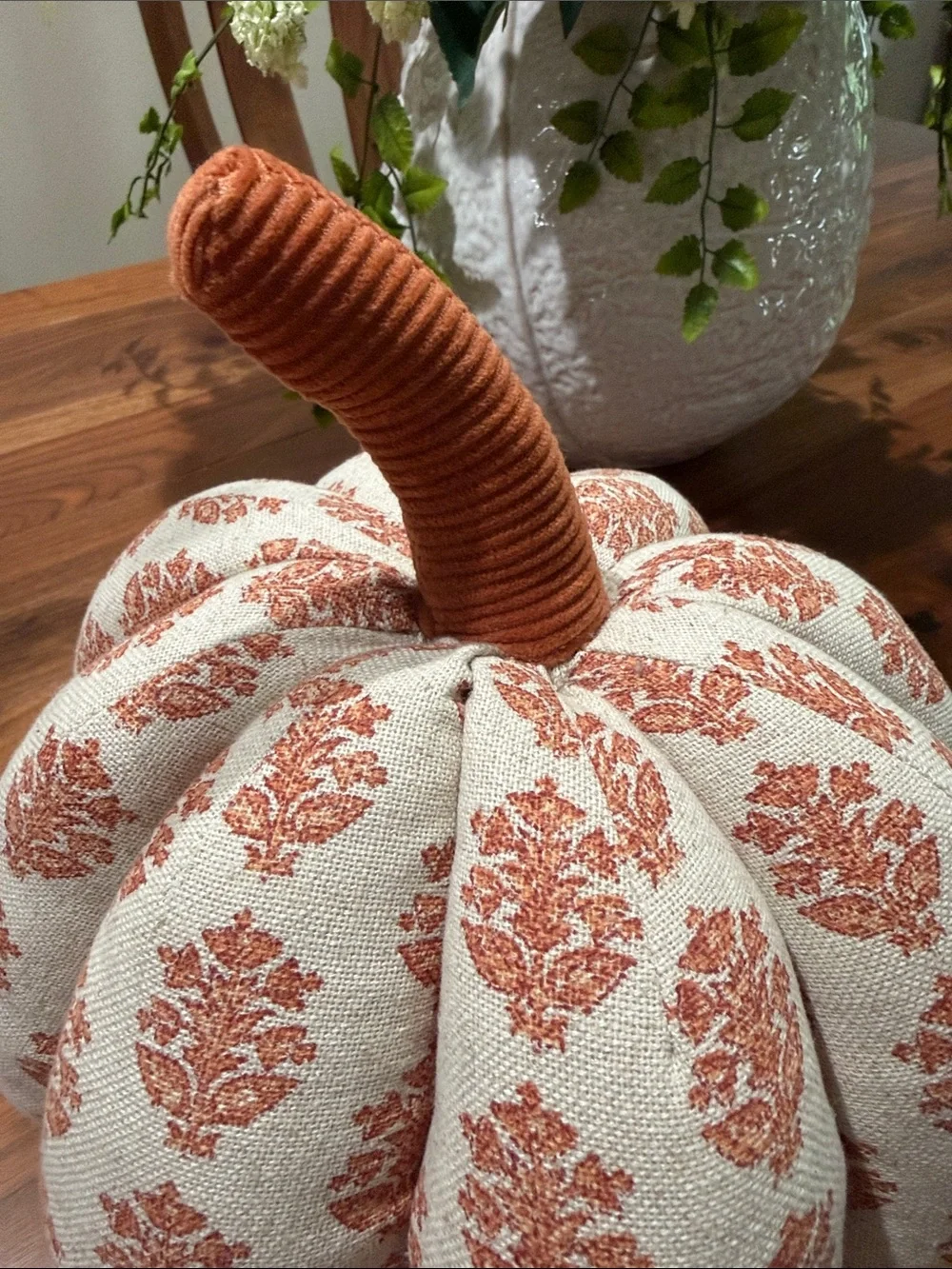 Threshold Orange Patterned Fabric Pumpkin Accent Pillow Medium Sized